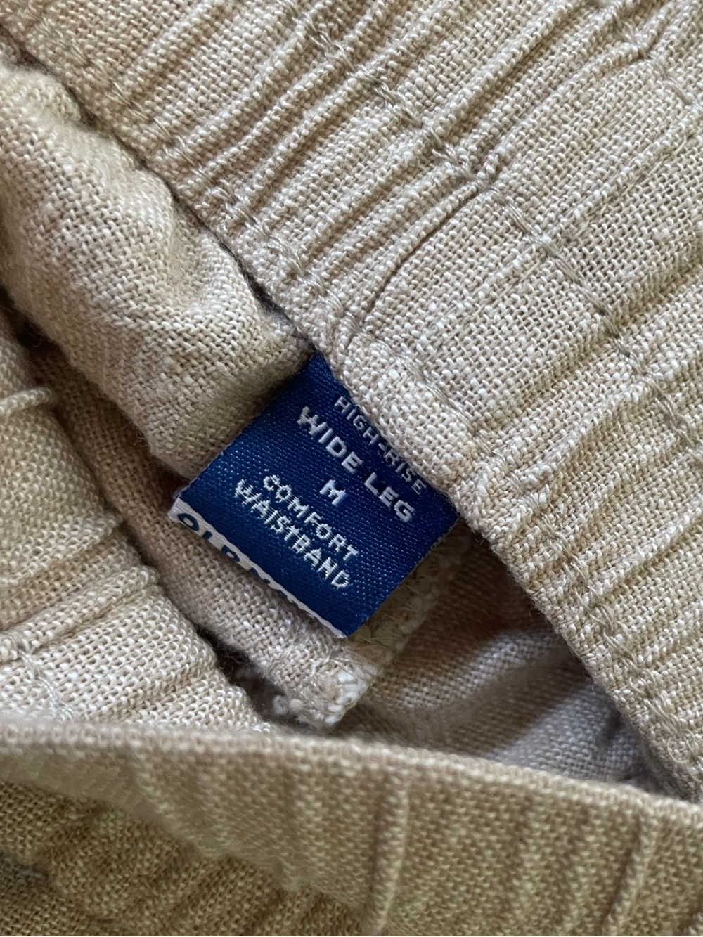 Old Navy High Rise Wide Leg Elastic Waist Linen-Blend Pants - Beige - Picture 2 of 8